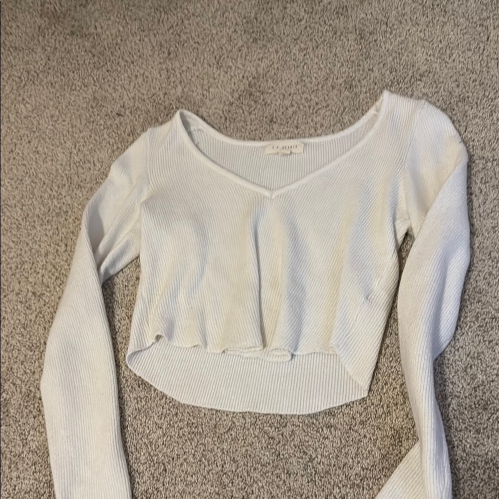 Cream Fitted Crop Blouse